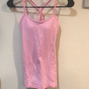 Neon pink and white stripped lululemon tank